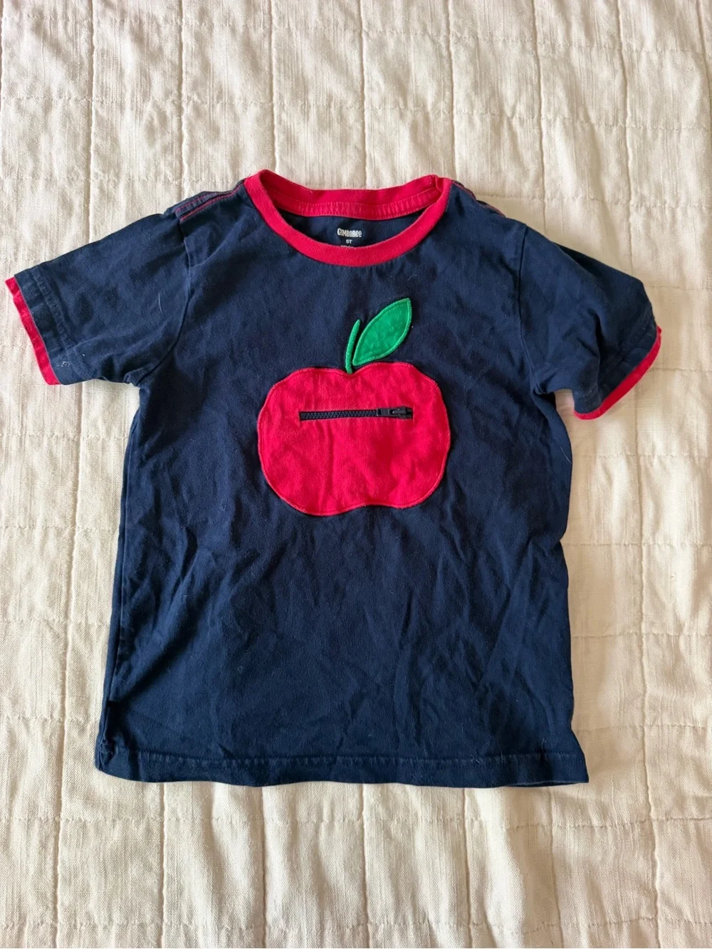 Navy Apple Pocket Tee with Surprise inside